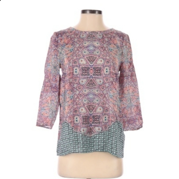 Maeve Anthropolgie Sidney mosaic silk blouse - Picture 3 of 7